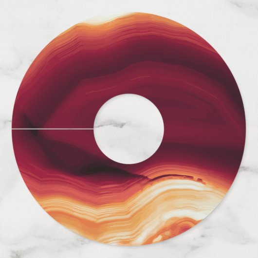 赤瑪瑙とフレームのエッジモダン秋の結婚式 ワイングラスタグ (裏面)