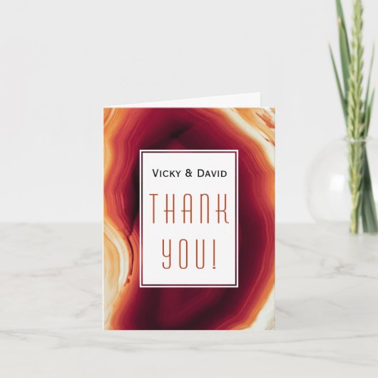 赤瑪瑙のスライスジオード結婚式のお礼写真 サンキューカード (正面)