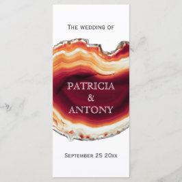 赤瑪瑙のスライス、ジオード モダンな秋の結婚式のプログラム プログラム