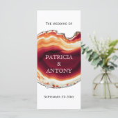 赤瑪瑙のスライス、ジオード モダン秋結婚式プログラム プログラム (スタンド正面)