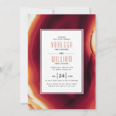 赤瑪瑙スライスとフレーム秋の結婚式 招待状 (正面)