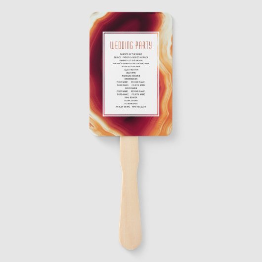 赤瑪瑙スライス及びフレーム秋の結婚式プログラム ハンドファン (裏面)