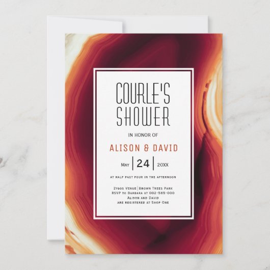 赤瑪瑙スライス秋の結婚式カップルのシャワー 招待状 (正面)