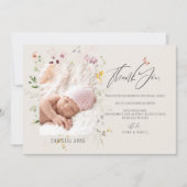 赤生まれたばかりのちゃんシャワー女の子ありがとう写真誕生 案内状 (正面)