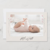 赤生まれたばかりのちゃんシャワー女の子ありがとう写真誕生 案内状 (裏面)