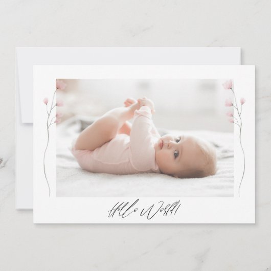 赤生まれたばかりのちゃんシャワー女の子ありがとう写真誕生 案内状 (裏面)