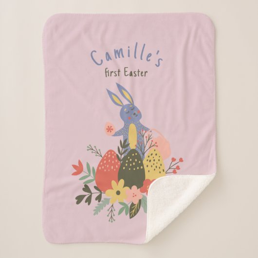赤生まれたばかりのちゃん女の子のためのイースター シェルパブランケット (正面)