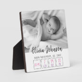 赤生まれたばかりのちゃん女の子の誕生状態シンプル白 フォトプラーク (正面)