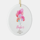 赤生まれたばかりのちゃん女子パーソナライズされた水彩風船 セラミックオーナメント (右)