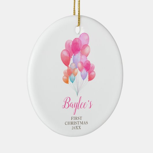 赤生まれたばかりのちゃん女子パーソナライズされた水彩風船 セラミックオーナメント (右)