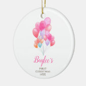 赤生まれたばかりのちゃん女子パーソナライズされた水彩風船 セラミックオーナメント (左)