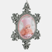 赤生まれたばかりのちゃん少女の記念の記念品 スノーフレークピューターオーナメント (左)