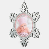 赤生まれたばかりのちゃん少女の記念の記念品 スノーフレークピューターオーナメント (右)