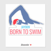 赤生まれ帽の泳ぐ人で泳いでパーソナライズされた シール (シート)