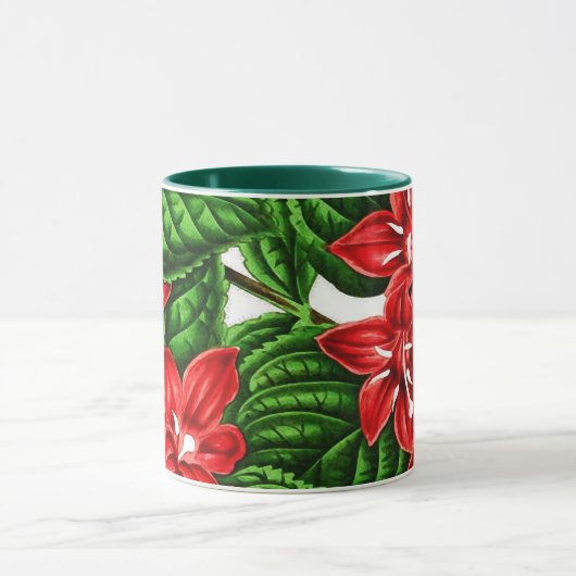 赤生姜の花、ヴィンテージプリント マグカップ (中央)