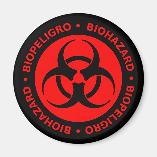 赤生物学的災害［有害物質］警告磁石 マグネット (正面)
