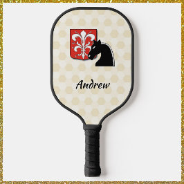 赤男らしと黒の騎士の盾と馬のパイ ピックルボールラケット