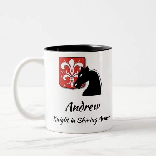 赤男らしと黒の騎士の鎧を輝く着 ツートーンマグカップ (左)