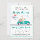 赤男女兼用ちゃんシャワーで動物が車を走らせる 招待状 (正面)