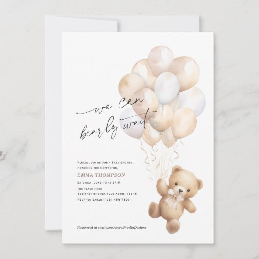 赤男女兼用ちゃんシャワーを待つ 招待状 (正面)