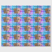 赤男女兼用ちゃんシャワーカスタム文字テディベア ラッピングペーパー (フラット)