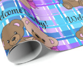 赤男女兼用ちゃんシャワーカスタム文字テディベア ラッピングペーパー (ロールコーナー)