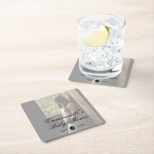 赤男女兼用ちゃんシャワーモダン写真 スクエアペーパーコースター (インサイチュ)