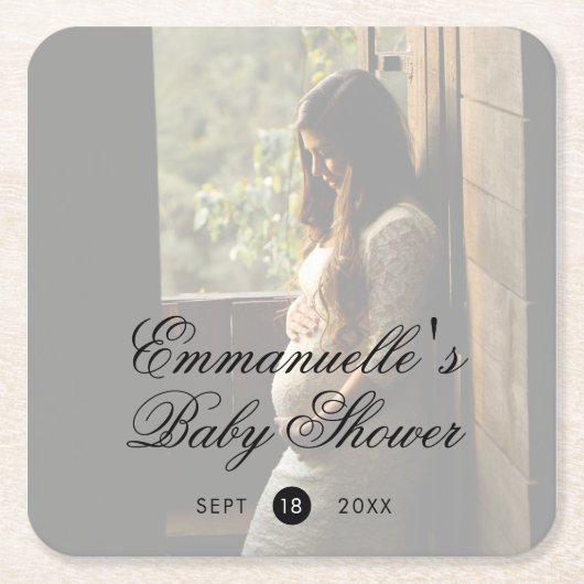 赤男女兼用ちゃんシャワーモダン写真 スクエアペーパーコースター (正面)