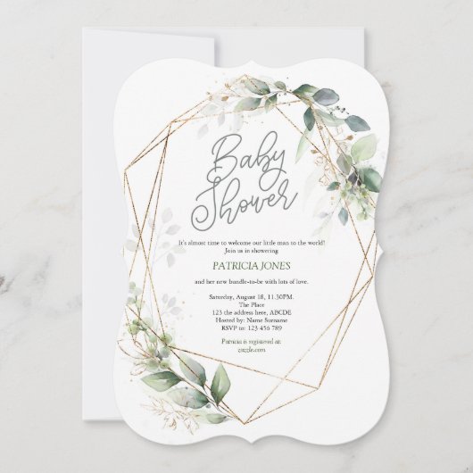 赤男女兼用ちゃんシャワーモダン、緑 招待状 (正面)