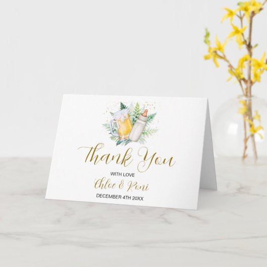 赤男女兼用ちゃんシャワー折りサンキューカード カード (黄色い花)