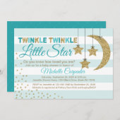 赤男女兼用ちゃんシャワー招待状ティール（緑がかった色）及び金ゴールド 招待状 (正面/裏面)