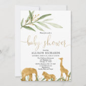 赤男女兼用ちゃんシャワー招待，金ゴールドサファリ 招待状 (正面)