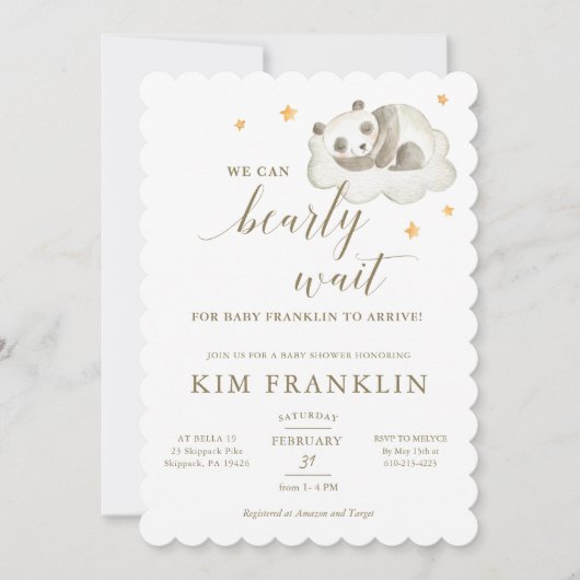 赤男女兼用ちゃんシャワー請求書を待つことができる 招待状 (正面)