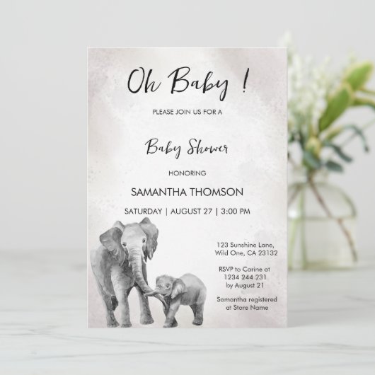 赤男女兼用ちゃんシャワー象招待状 招待状 (スタンド正面)