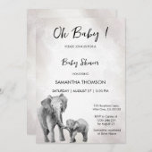 赤男女兼用ちゃんシャワー象招待状 招待状 (正面/裏面)