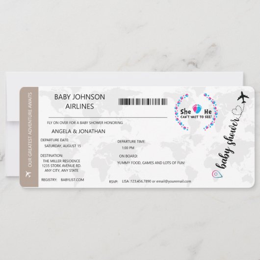 赤男女兼用ちゃんシャワー |性別の表示 招待状 (正面)