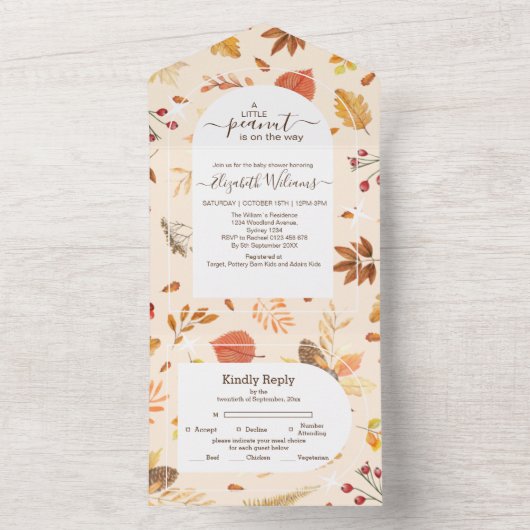 赤男女兼用素朴ちゃんシャワー オールインワン招待状 (内側)