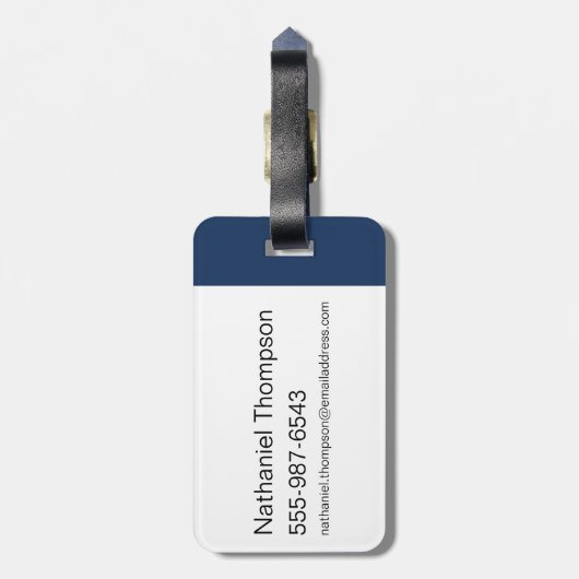 赤疑問に思と青の女性ロゴのパターン ラゲッジタグ (裏面縦)