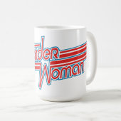 赤疑問に思青の女性のロストライプゴ コーヒーマグカップ (正面右)