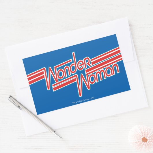 赤疑問に思青の女性のロストライプゴ 長方形シール (封筒)