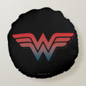 赤疑問に思青グラデーションのロゴ(女性) ラウンドクッション (裏面)