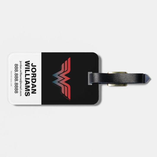 赤疑問に思青グラデーションのロゴ(女性) ラゲッジタグ (裏面横)