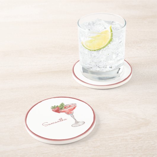 赤白いちごカクテル飲料 コースター (側面)