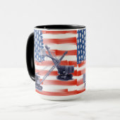 赤白および青米国国旗の演算子ヴィンテージ マグカップ (正面左)