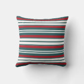 赤白とターコイズ ストライプの クッション (裏面)