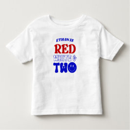 赤白とツー 4thオブジュライ 2歳の誕生日パーティー トドラーTシャツ