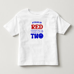 赤白とツー 4th of July 2歳の誕生日パーティー トドラーTシャツ