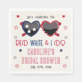 赤白とハートのサングラス ブライダルシャワー スタンダードランチョンナプキン (正面)