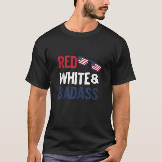 赤白とバダスのアメリカ国旗のサングラス4日 Tシャツ