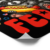 赤白とフェラルおもしろい・ラクーンUsa 7月4日 ポスター (角)